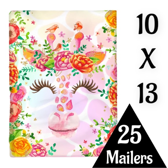 25 10X13 Poly Mailers Cute Floral Giraffe, Shipping Envelopes PRICE IS FIRM - Picture 4 of 6